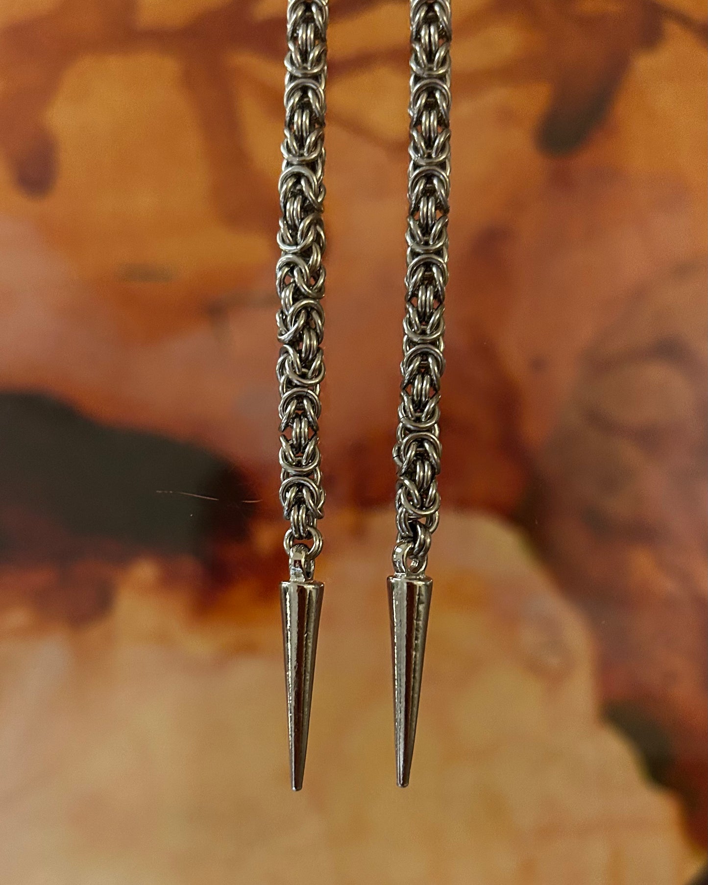 chainmail bolo tie - vintage tangerine slide